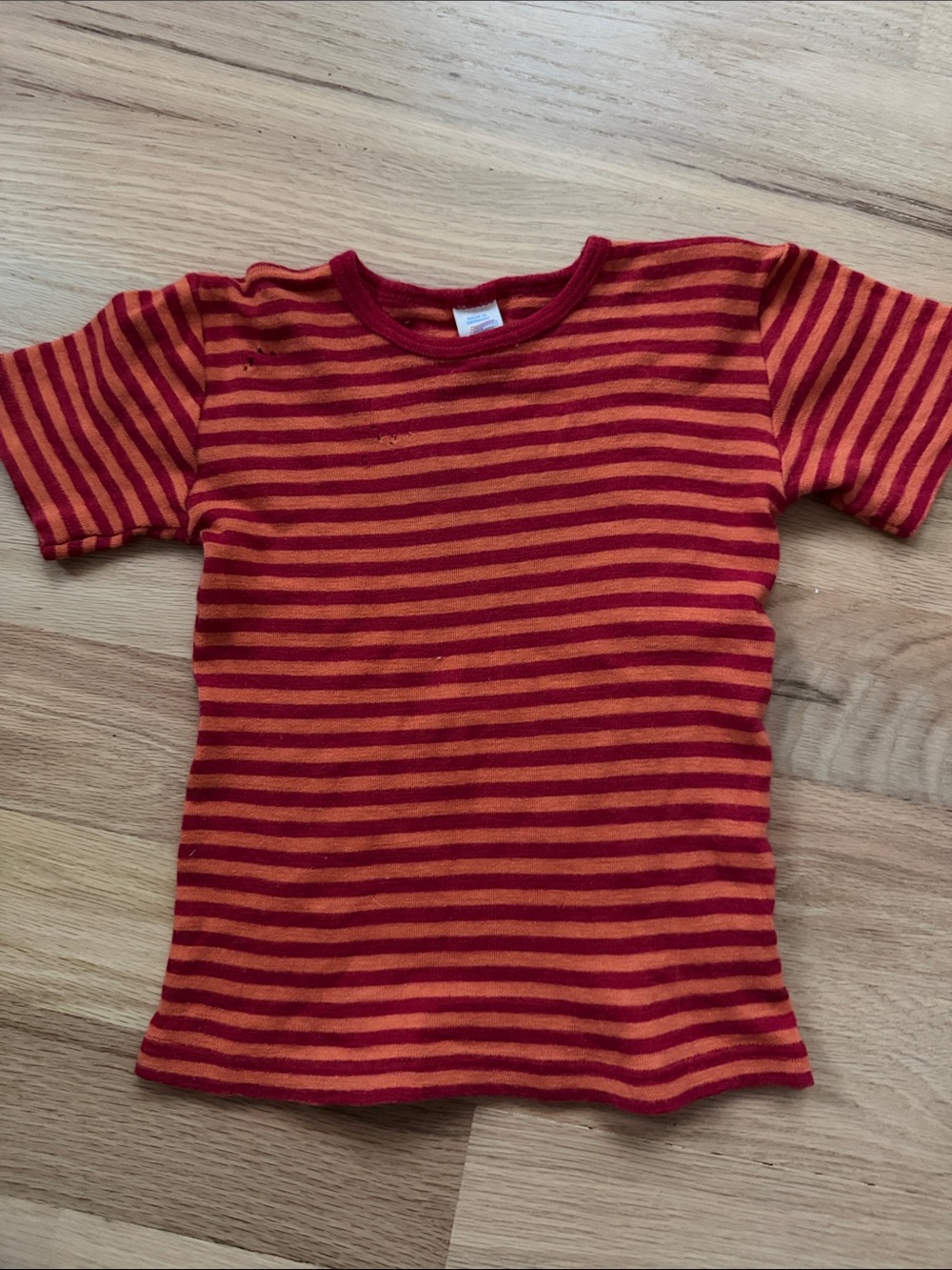 Engel German red/orange wool/silk crewneck cream short-sleeve top sz EUR 128 - Picture 5 of 9